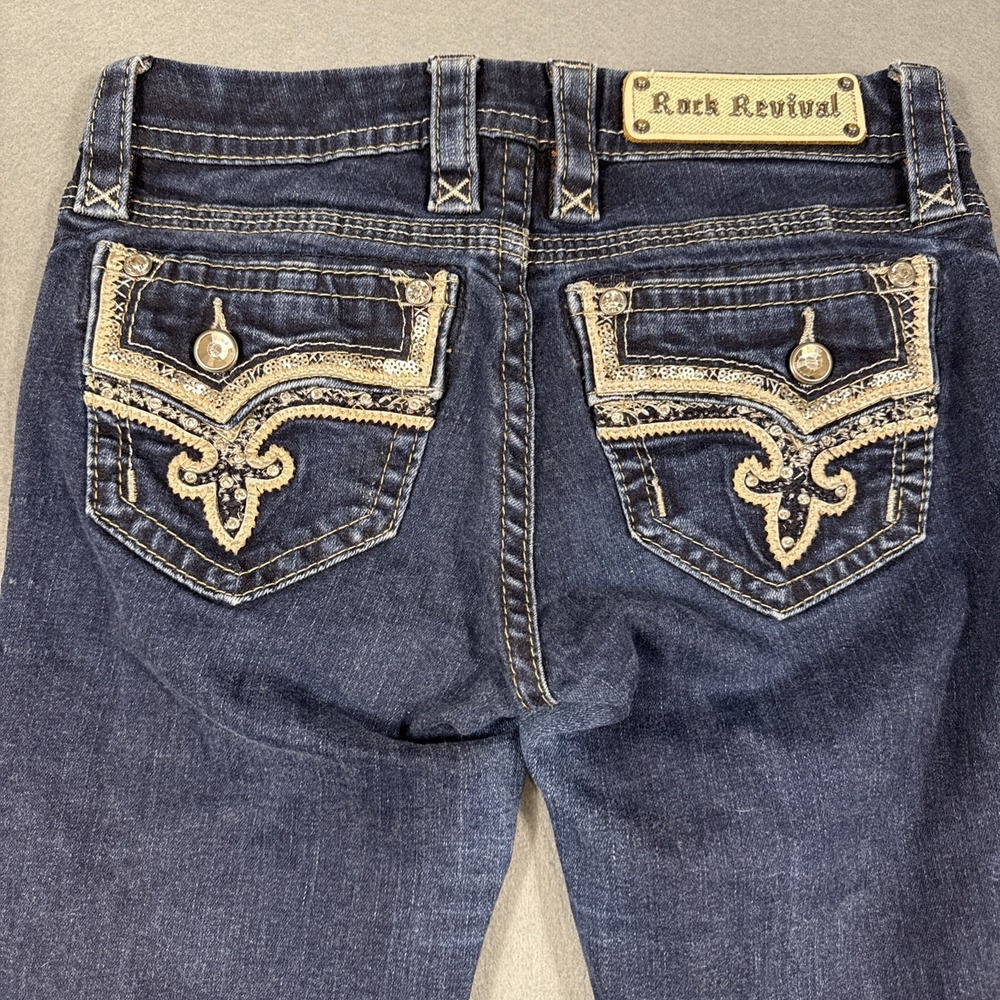 Rock Revival Betty Skinny Jeans WOMENS 26 Embellished Embroidered RHINESTONES